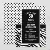 50e verjaardag: Zwarte en Witte Partij Kaart (Voorkant / Achterkant)