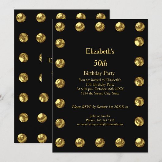 50e verjaardag zwarte feestdag, elke leeftijd kaart (Voorkant / Achterkant)