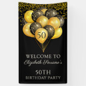 50e verjaardag Zwarte Glitter-banner voor gouden f Spandoek (Verticaal)