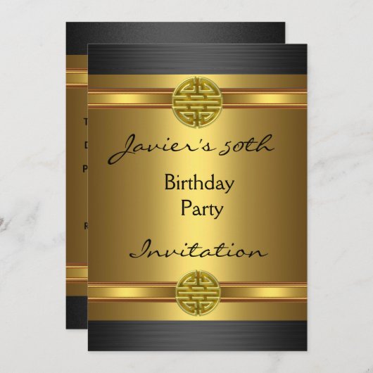 50e verjaardag Zwarte Gold-Mannen Kaart (Voorkant / Achterkant)