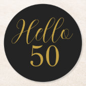 50e verjaardag zwarte gouddag ronde kartonnen onderzetter (Voorkant)