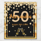 50e verjaardag zwarte gouddiamanten wijn etiket (Enkel label)