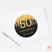 50e verjaardag zwarte gouden ballonpartij glitter ronde sticker (Envelop)