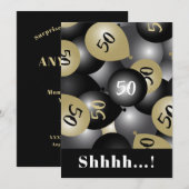 50e verjaardag zwarte gouden ballonvaarding kaart (Voorkant / Achterkant)