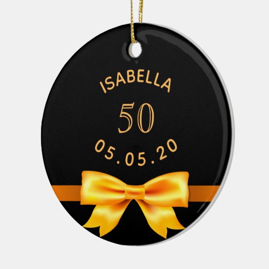 50e verjaardag zwarte gouden boog keramisch ornament (Links)