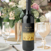 50e verjaardag zwarte gouden boog naam wijn etiket