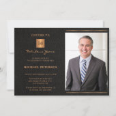 50e verjaardag zwarte gouden elegante foto op maat kaart (Voorkant)