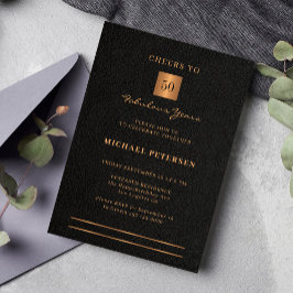 50e verjaardag zwarte gouden feestdag kaart