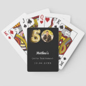 50e verjaardag zwarte gouden foto pokerkaarten (Achterkant)