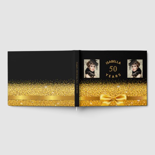 50e verjaardag zwarte gouden glazen foto gastenboek (Volledig)