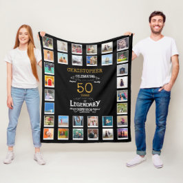 50e verjaardag zwarte gouden Legendaire foto Fleece Deken