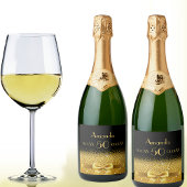 50e verjaardag zwarte gouden naam chic sparkling wijnetiket