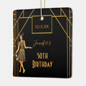 50e verjaardag zwarte gouden roaring in het kunstd keramisch ornament (Links)