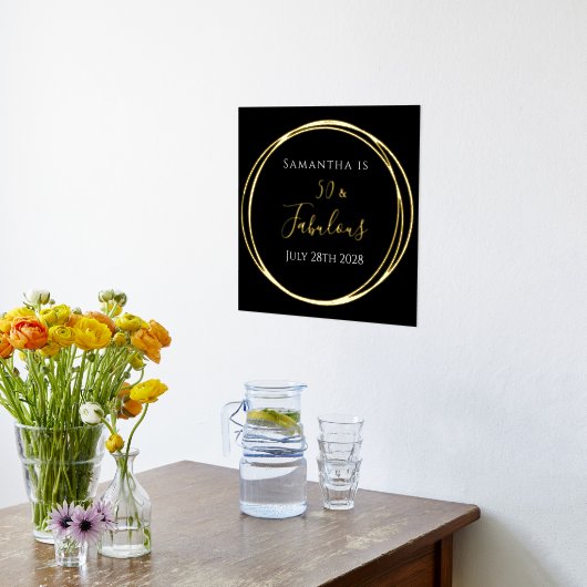 50e verjaardag zwarte goudfeest folie afdrukken (Laag (Keuken))