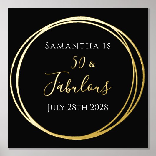 50e verjaardag zwarte goudfeest folie afdrukken (Voorkant)