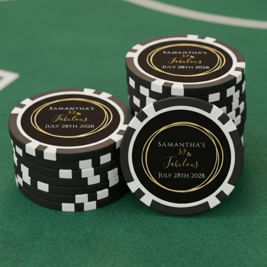 50e verjaardag zwarte goudfeest poker chips