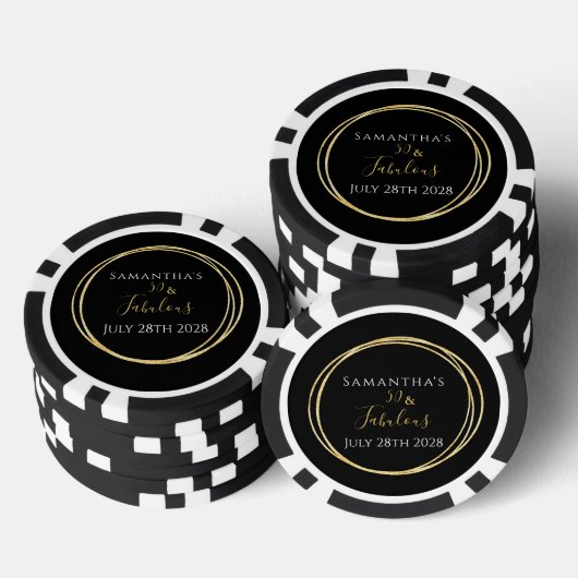 50e verjaardag zwarte goudfeest poker chips (Opstapeling)