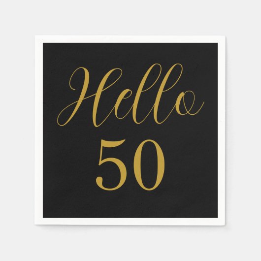 50e verjaardag zwarte goudfeest servet (Voorkant)