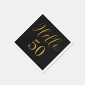 50e verjaardag zwarte goudfeest servet (Hoek)