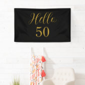 50e verjaardag zwarte goudfeest spandoek (Insitu)