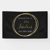 50e verjaardag zwarte goudfeest spandoek (Horizontaal)