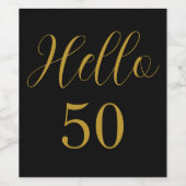 50e verjaardag zwarte goudfeest wijn etiket (Enkel label)