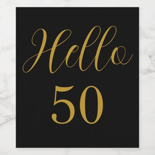 50e verjaardag zwarte goudfeest wijn etiket (Enkel label)
