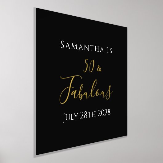 50e verjaardag zwarte goudfeestdag folie afdrukken (Laagn)