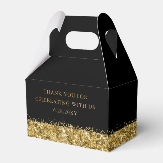 50e verjaardag zwarte goudglitter-Confetti Bedankdoosjes (Achterkant)