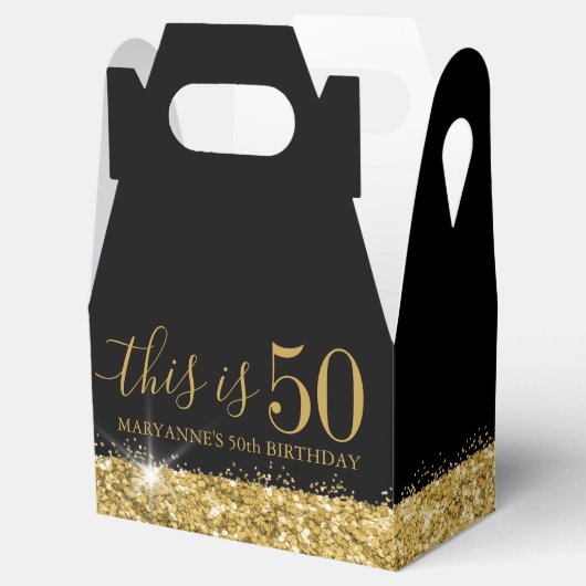 50e verjaardag zwarte goudglitter-Confetti Bedankdoosjes (Geopend)