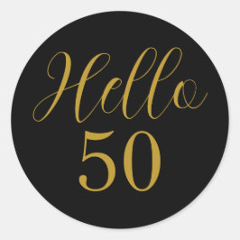 50e verjaardag zwarte goudlegant ronde sticker