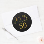 50e verjaardag zwarte goudlegant ronde sticker (Envelop)