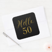 50e verjaardag zwarte goudlegant vierkante sticker (Envelop)