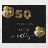 50e verjaardag zwarte goudluipaard sparkling wijnetiket (Enkel label)