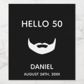 50e verjaardag zwarte witte baard mannen jongens p wijn etiket (Enkel label)