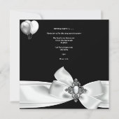 50e verjaardag Zwarte zilveren ballonnen van de Zw Kaart (Achterkant)