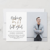 50e verjaardag zwarte zilveren elegante moderne (Voorkant)