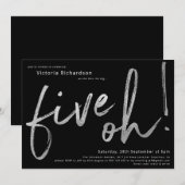 50e verjaardag zwarte zilverveger Vijf Oh Aangepas Kaart (Voorkant / Achterkant)