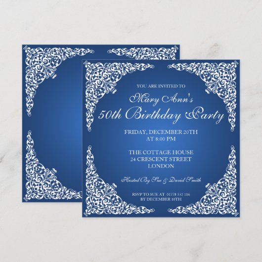 50e verjaardag  zwellingen sapphire Blue Kaart (Voorkant / Achterkant)