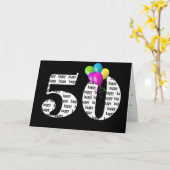 50e verjaardagsballon bouquet kaart (Gele Bloem)