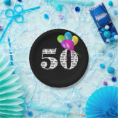 50e verjaardagsballon bouquet papieren bordje (Feest)
