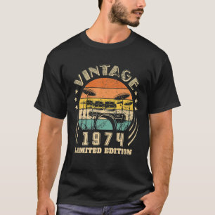 50e verjaardagscadeaus drums drummer retro 1974 t-shirt