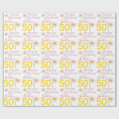 50e verjaardagsdagsbloem genaamd cadeauomslag cadeaupapier (Vlak)