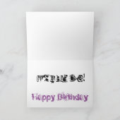 50e Verjaardagsdochter, zwart, paarse tekst, wit. Kaart (Binnen)