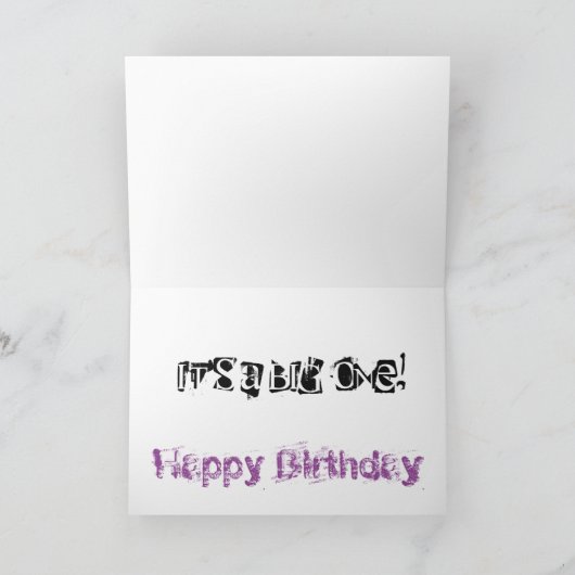 50e Verjaardagsdochter, zwart, paarse tekst, wit. Kaart