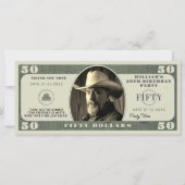 50e verjaardagsfeest 50 dollar Bill dank je kaart (Voorkant)