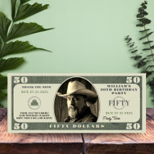 50e verjaardagsfeest 50 dollar Bill dank je kaart