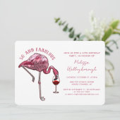 50e verjaardagsfeest 50 en fantastische roze flami kaart (Staand voorkant)