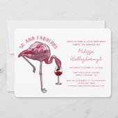 50e verjaardagsfeest 50 en fantastische roze flami kaart (Voorkant)