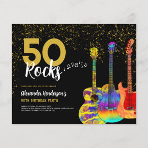 50e Verjaardagsfeest 50 Rocks Gitaar Goud Glitter